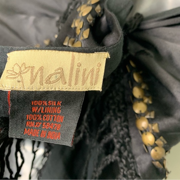 Nalini Black Silk Tie Around Top W/ Medal Embellishments One Size - Picture 7 of 14